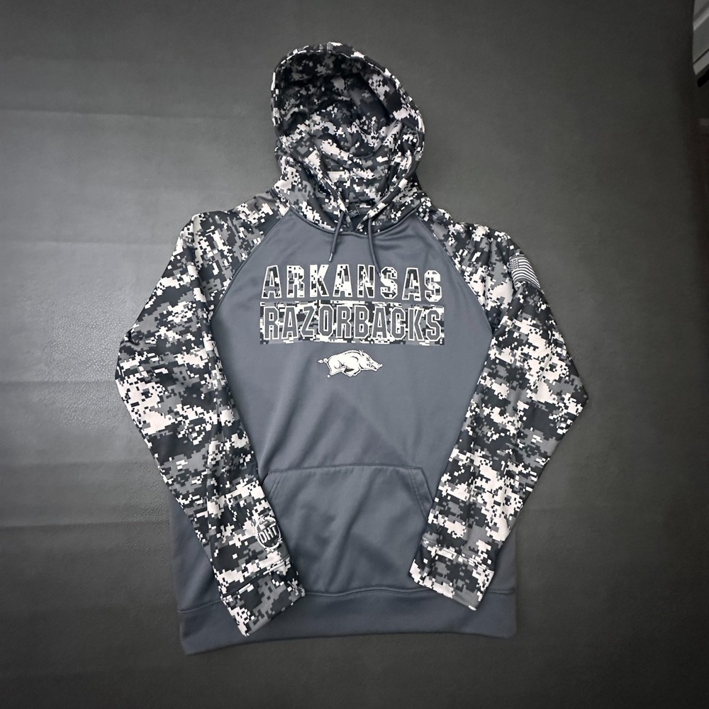 Arkansas Razorbacks Hoodie Mens Large Gray Digital Camo Military USA Colosseum